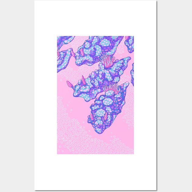 Ceratoma Sinuata Pink and Blue Wall Art by yodelbat